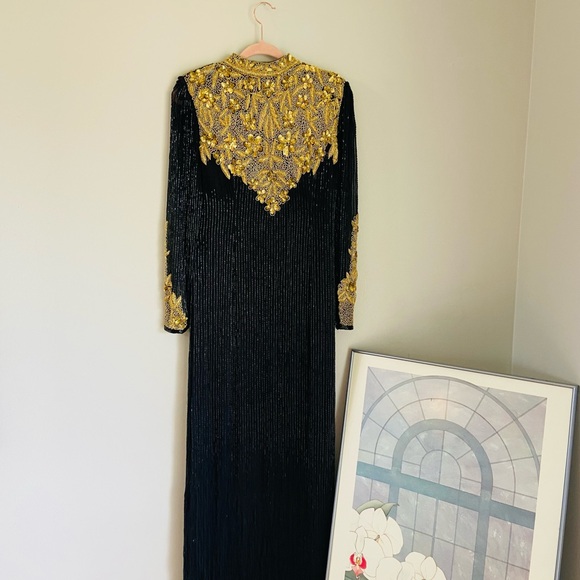 Sequins Original Dresses & Skirts - Amazing Vintage 80’s Heavily Beaded Hollywood Glam Formal Evening Gown